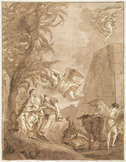The Rest On The Flight Into Egypt With A Truncated Pyramid On The Right by Giovanni Domenico Tiepolo