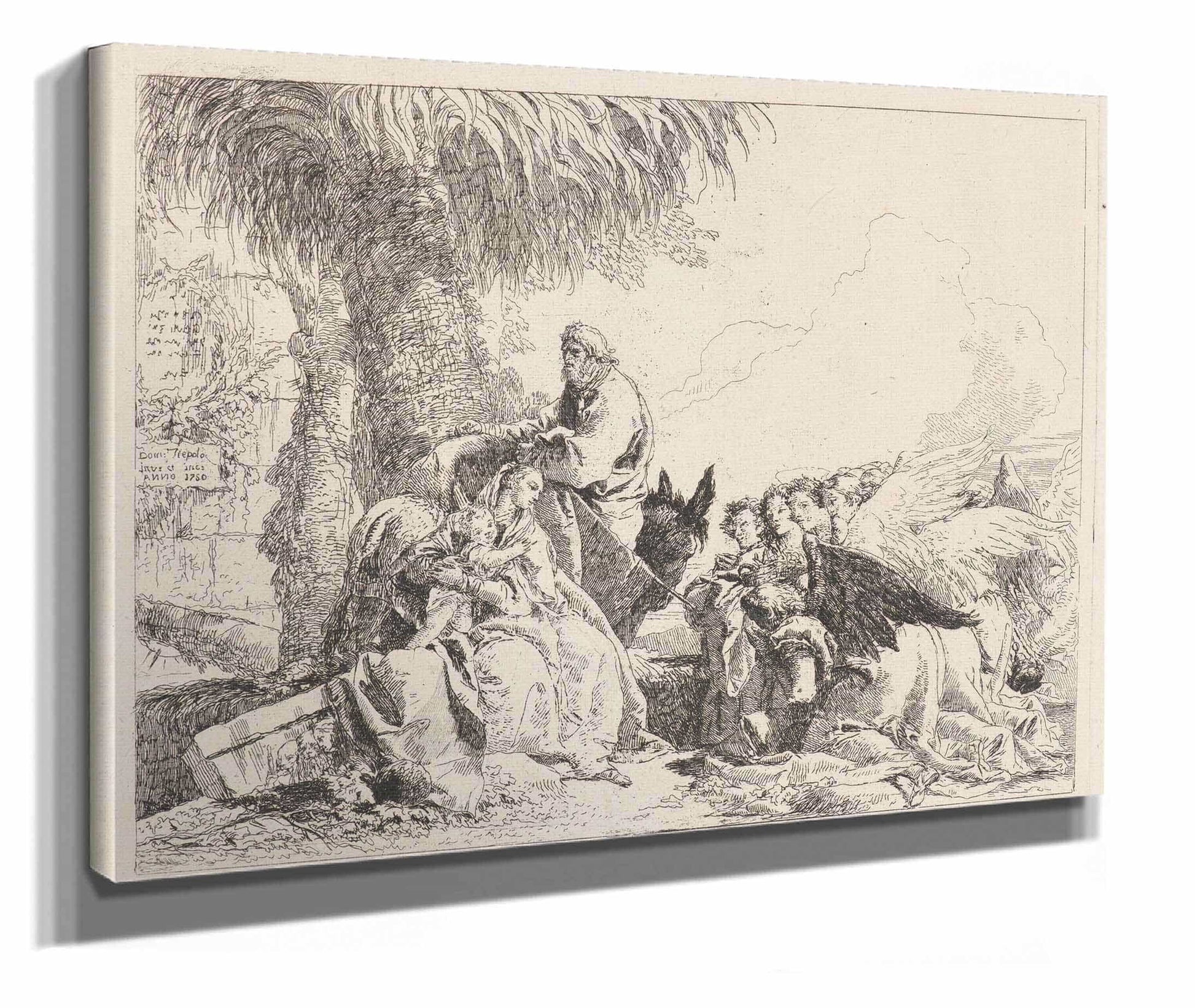 The Rest On The Flight With Adoring Angels  by Giovanni Domenico Tiepolo