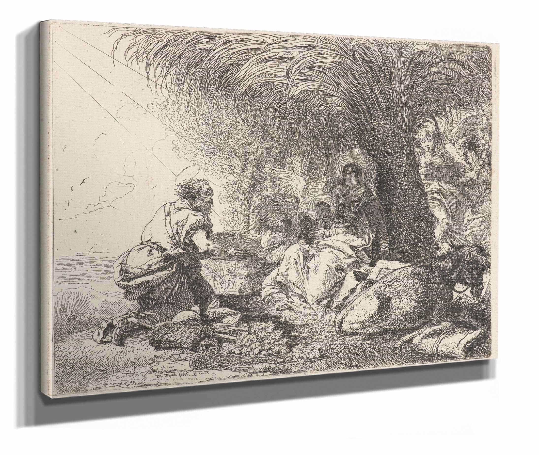 The Rest On The Flight With Joseph In Adoration by Giovanni Domenico Tiepolo