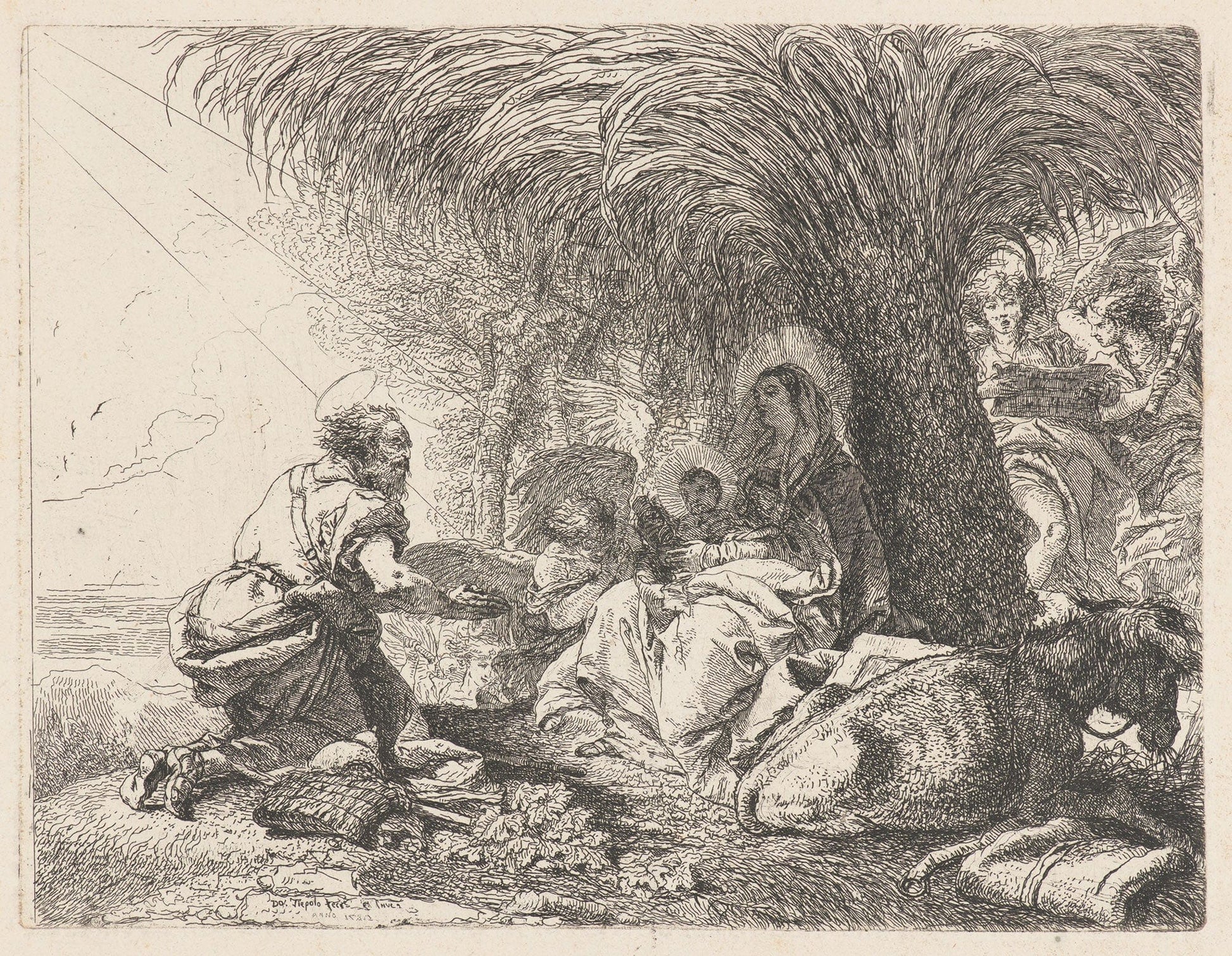 The Rest On The Flight With Joseph In Adoration by Giovanni Domenico Tiepolo