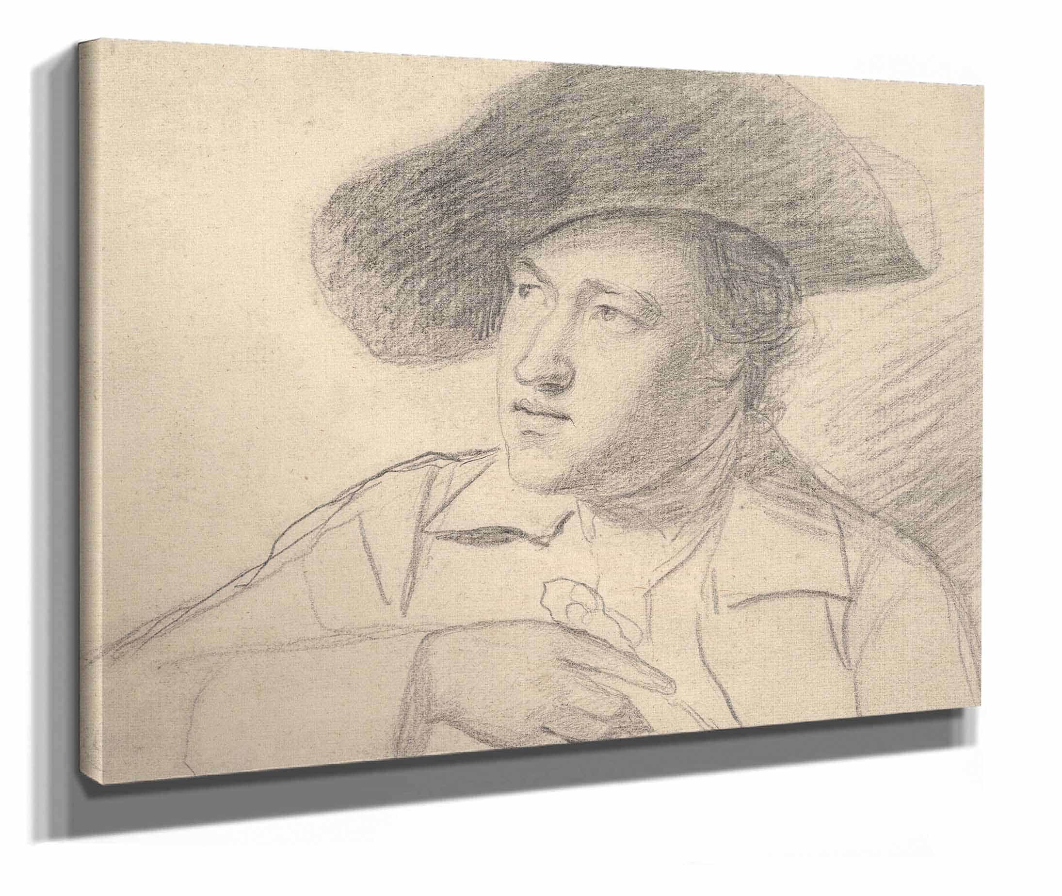 The Rev William Atkinson Wearing A Broad Brimmed Hat  by George Romney