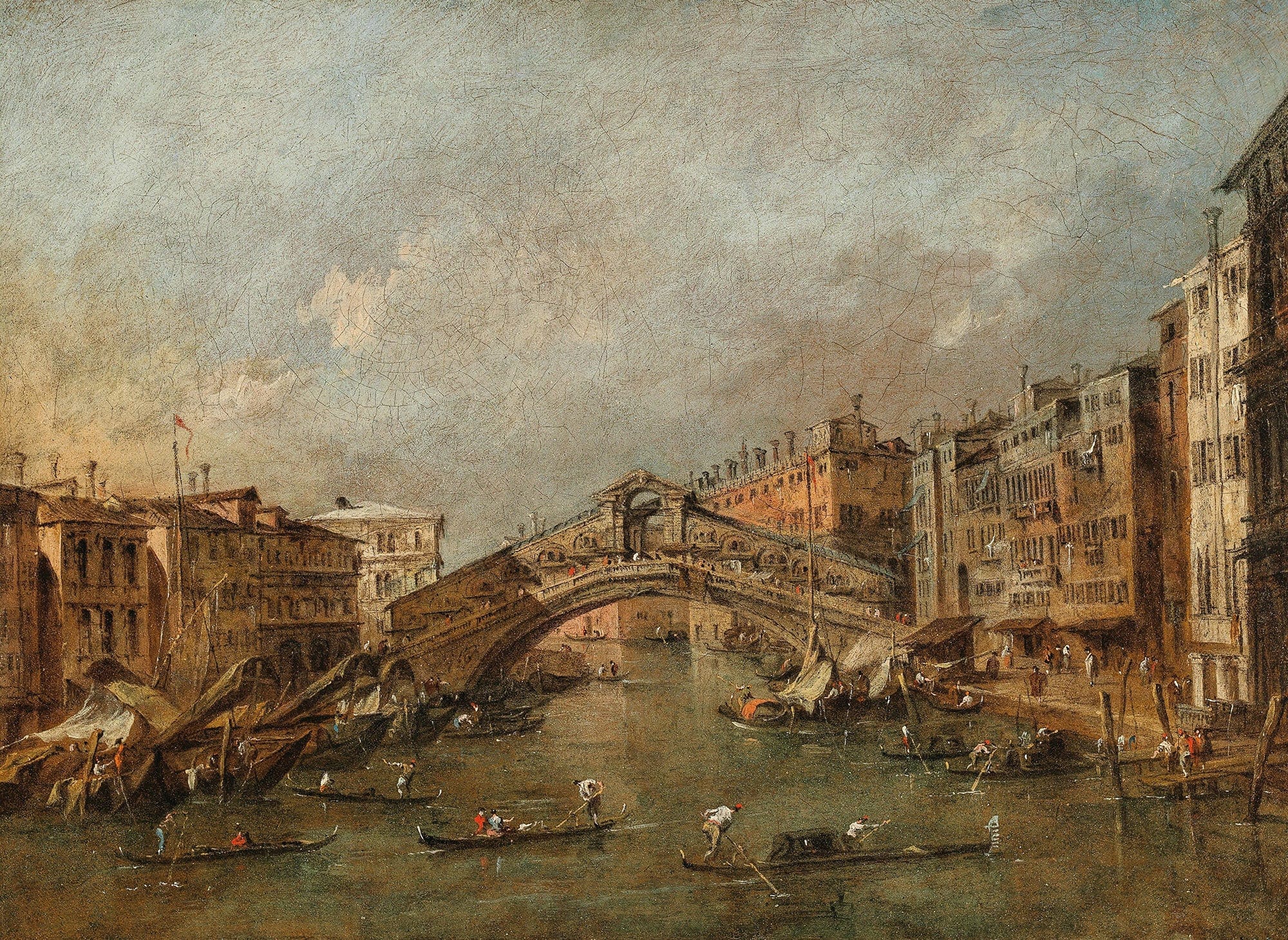 The Rialto Bridge And The Riva Del Vin Venice by Francesco Guardi