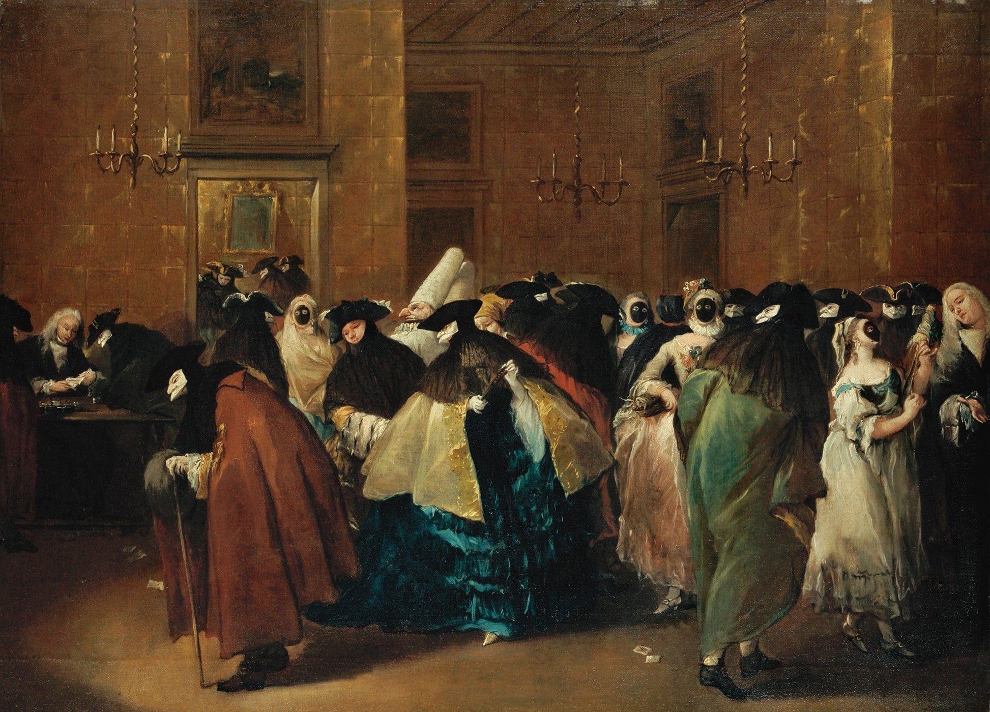 The Ridotto In Venice With Masked Figures Conversing by Francesco Guardi
