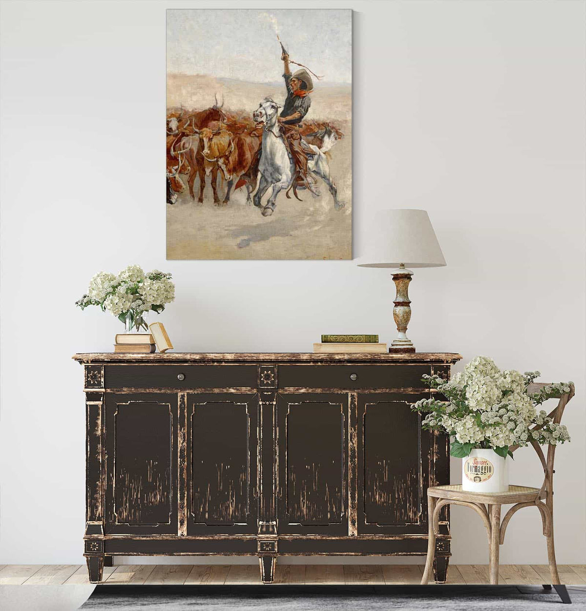 The Round Up Circa by Frederic Remington