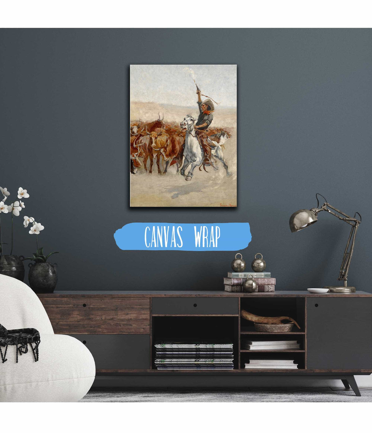 The Round Up Circa by Frederic Remington