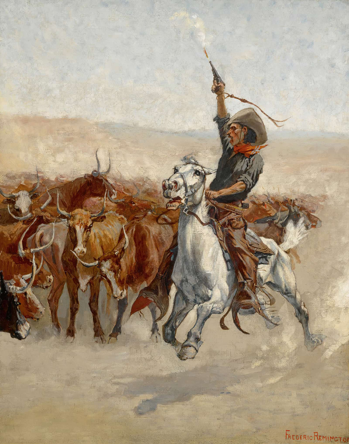 The Round Up Circa by Frederic Remington