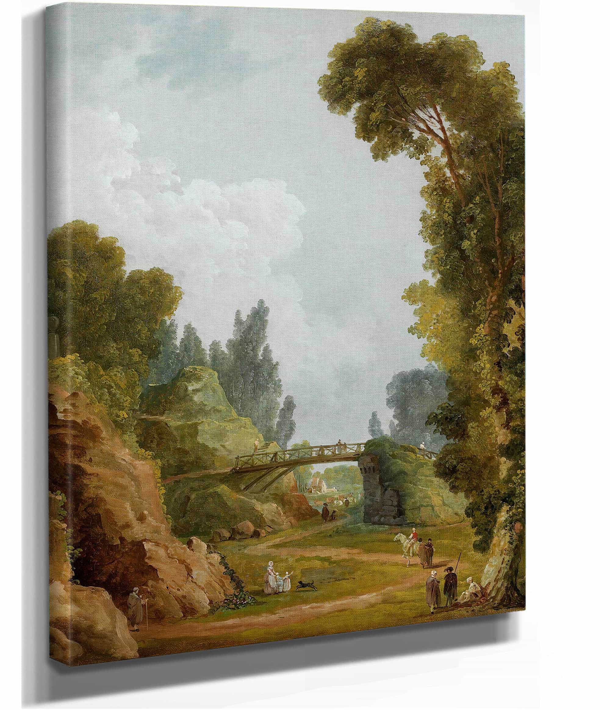The Rustic Bridge Chateau De Mereville France by Hubert Robert