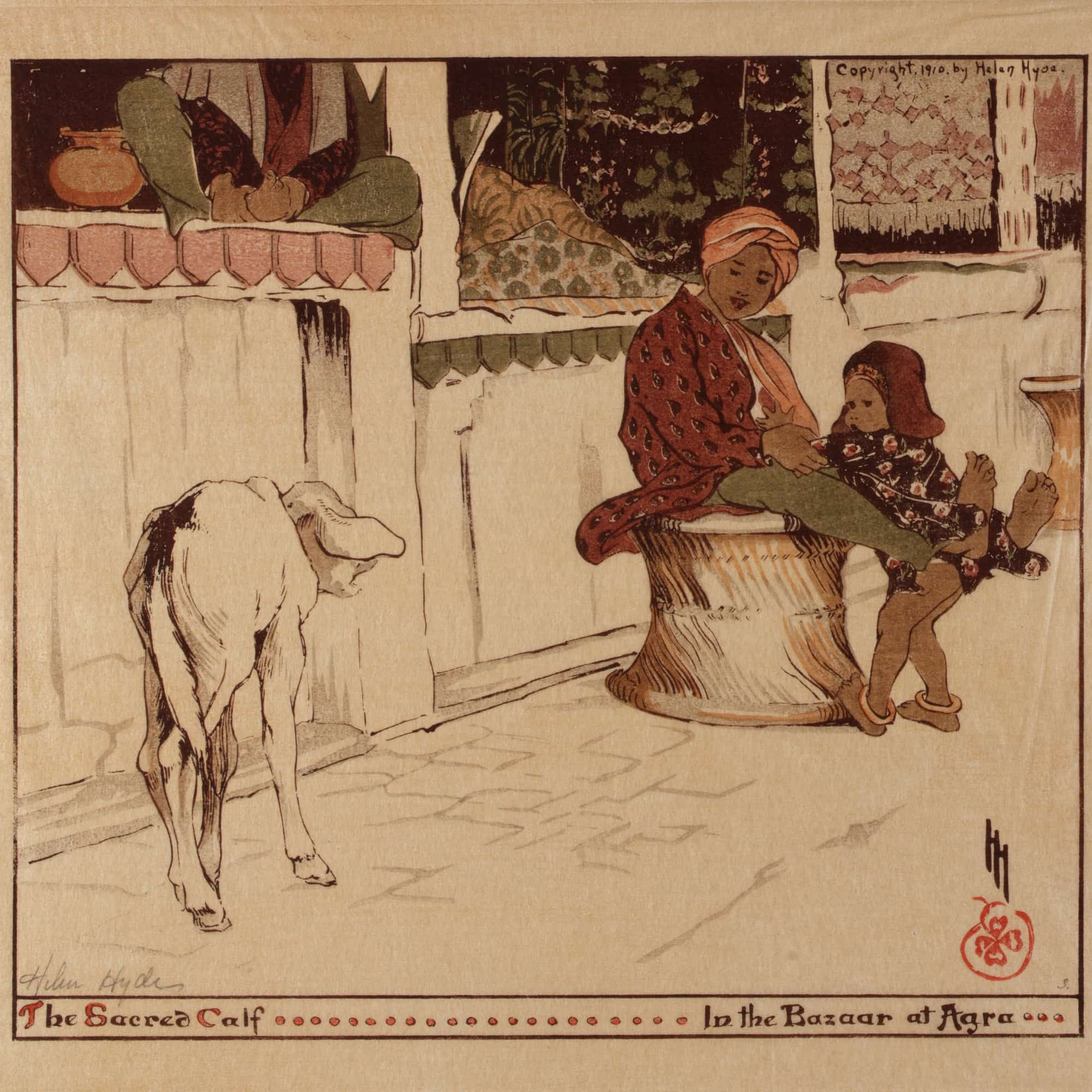 The Sacred Calf In The Bazaar At Agra by Helen Hyde