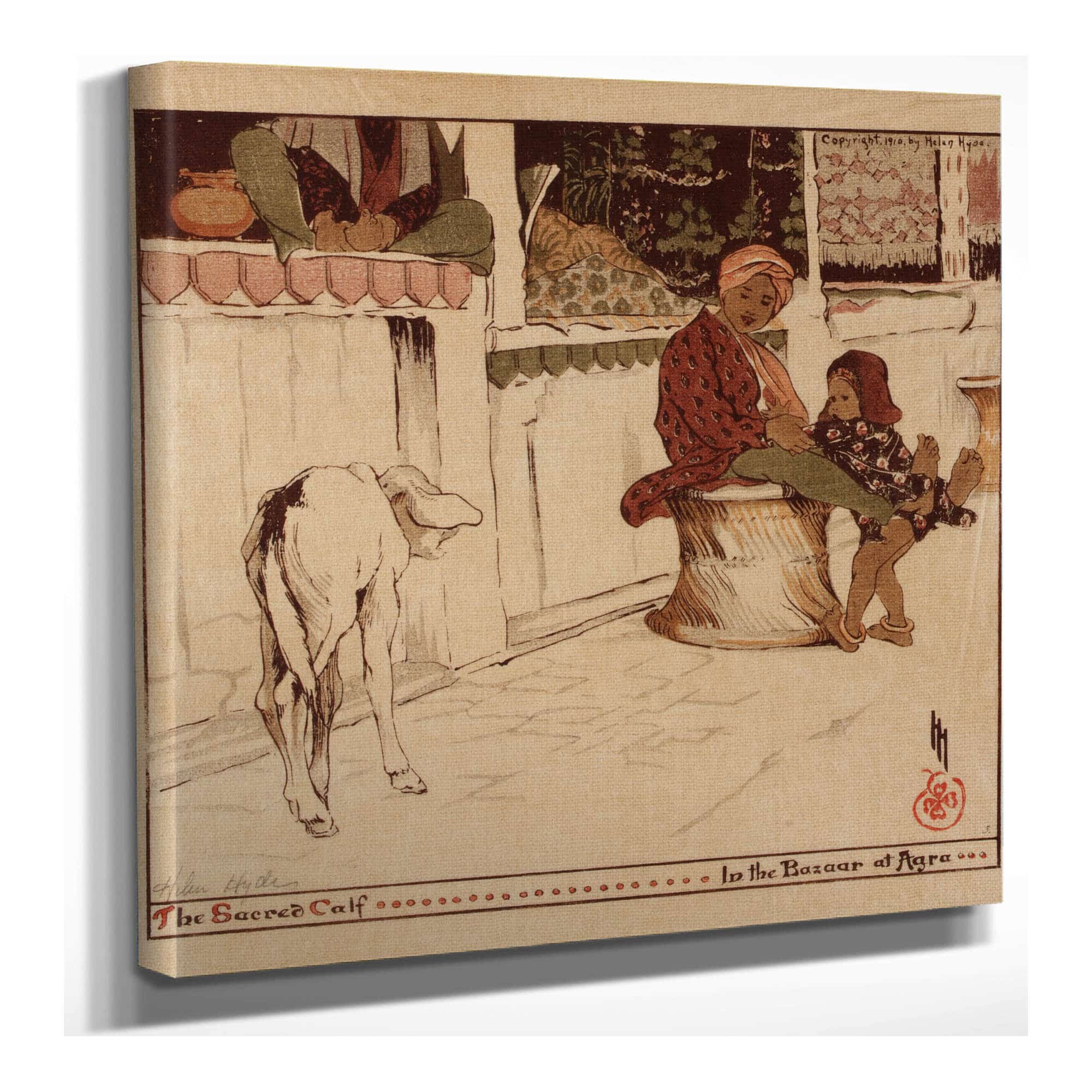 The Sacred Calf In The Bazaar At Agra by Helen Hyde