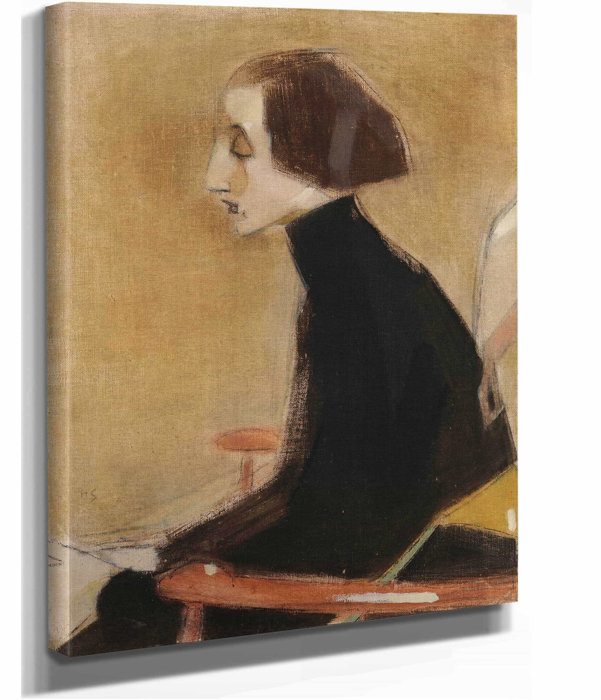 The Seamstress Half Length Portrait The Working Woman by Helene Schjerfbeck