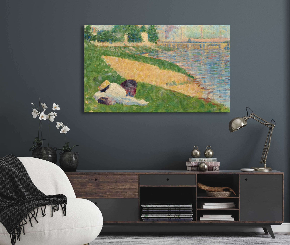 The Seine With Clothing On The Bank Study For Bathers At Asnieres  by Georges Seurat