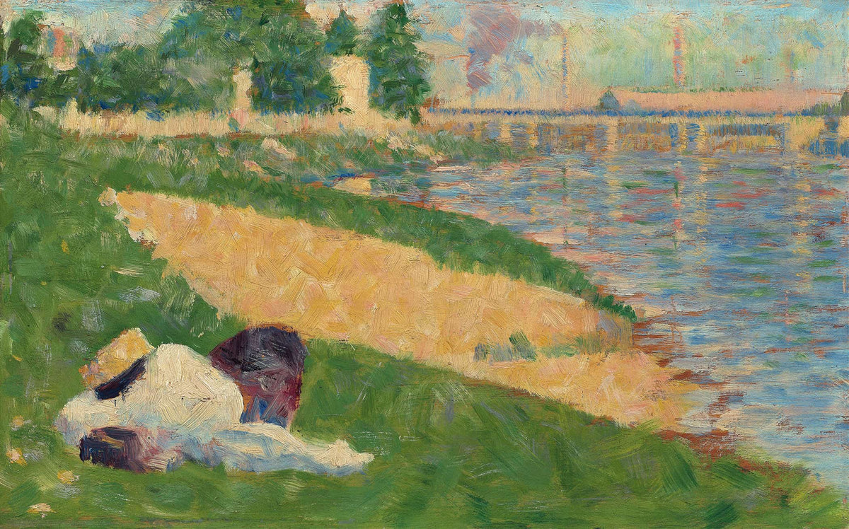The Seine With Clothing On The Bank Study For Bathers At Asnieres  by Georges Seurat