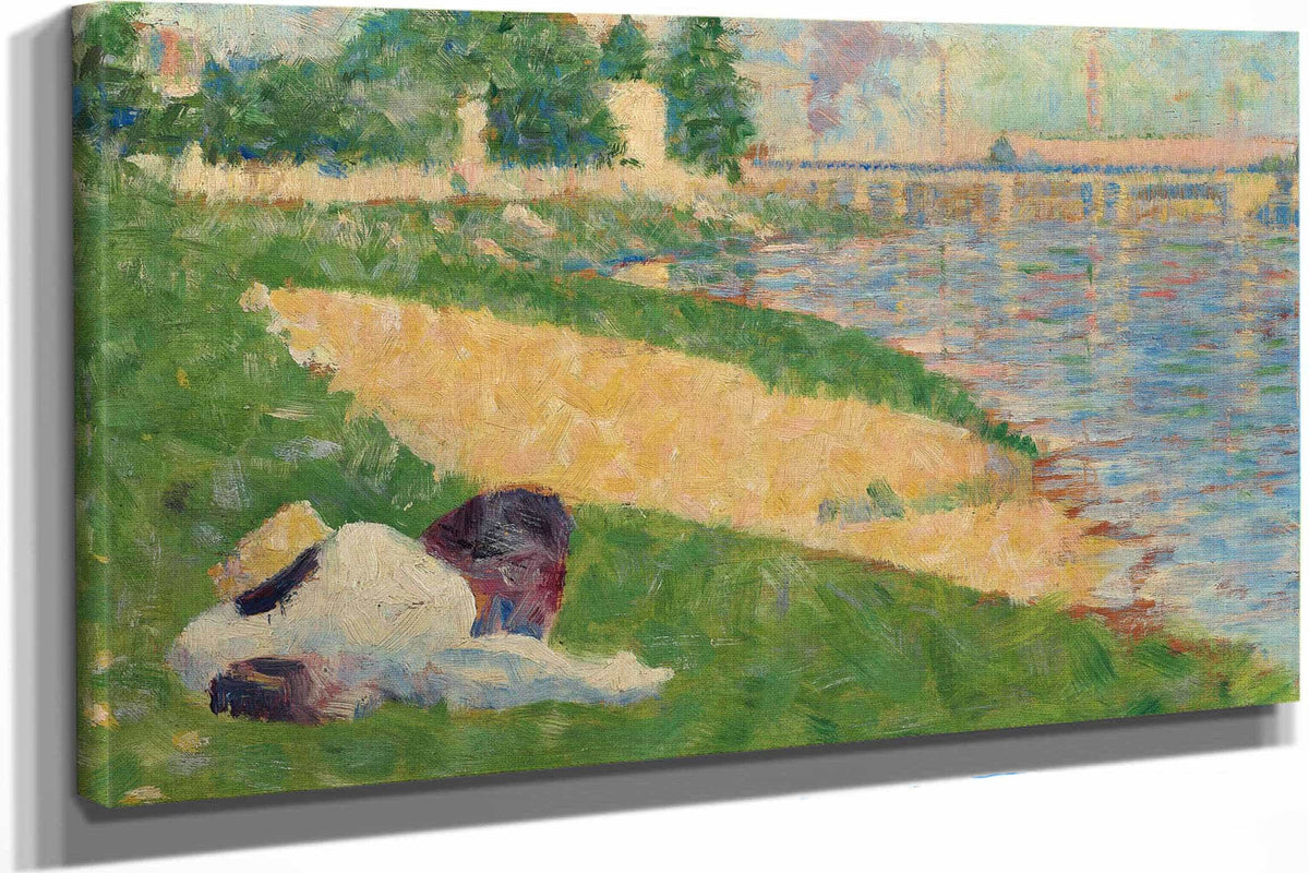 The Seine With Clothing On The Bank Study For Bathers At Asnieres  by Georges Seurat