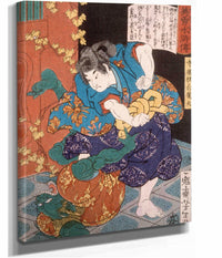 The Temple Page Shiragikumaru Wrestling A Green Demon by Tsukioka Yoshitoshi