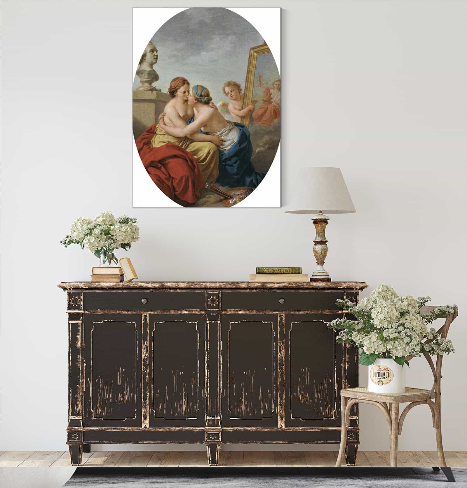 The Union Of Painting And Sculpture by Louis Jean Francois Lagrenee