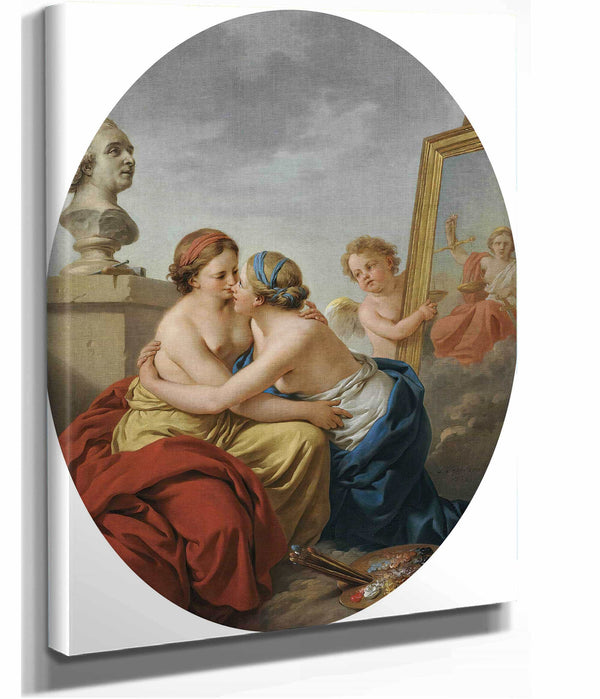 The Union Of Painting And Sculpture by Louis Jean Francois Lagrenee