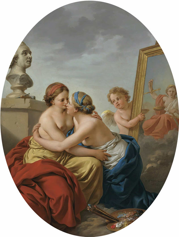 The Union Of Painting And Sculpture by Louis Jean Francois Lagrenee
