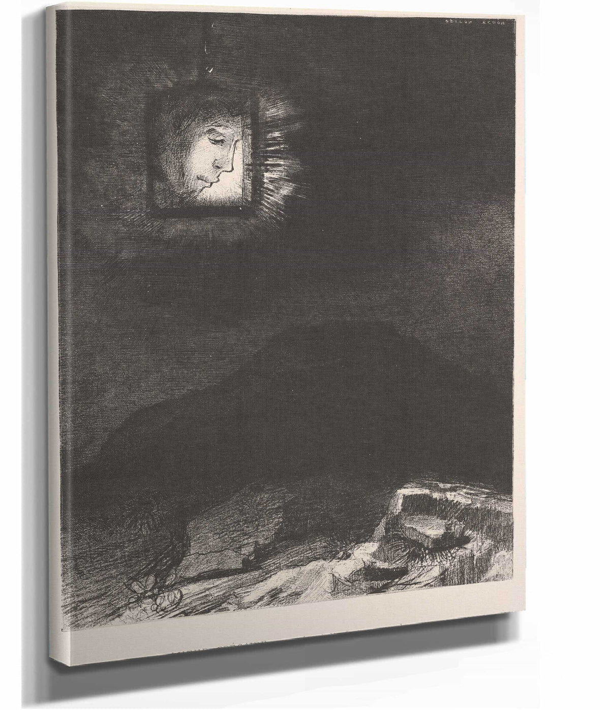 The Vague Glimmer Of A Head Suspended In Space by Odilon Redon