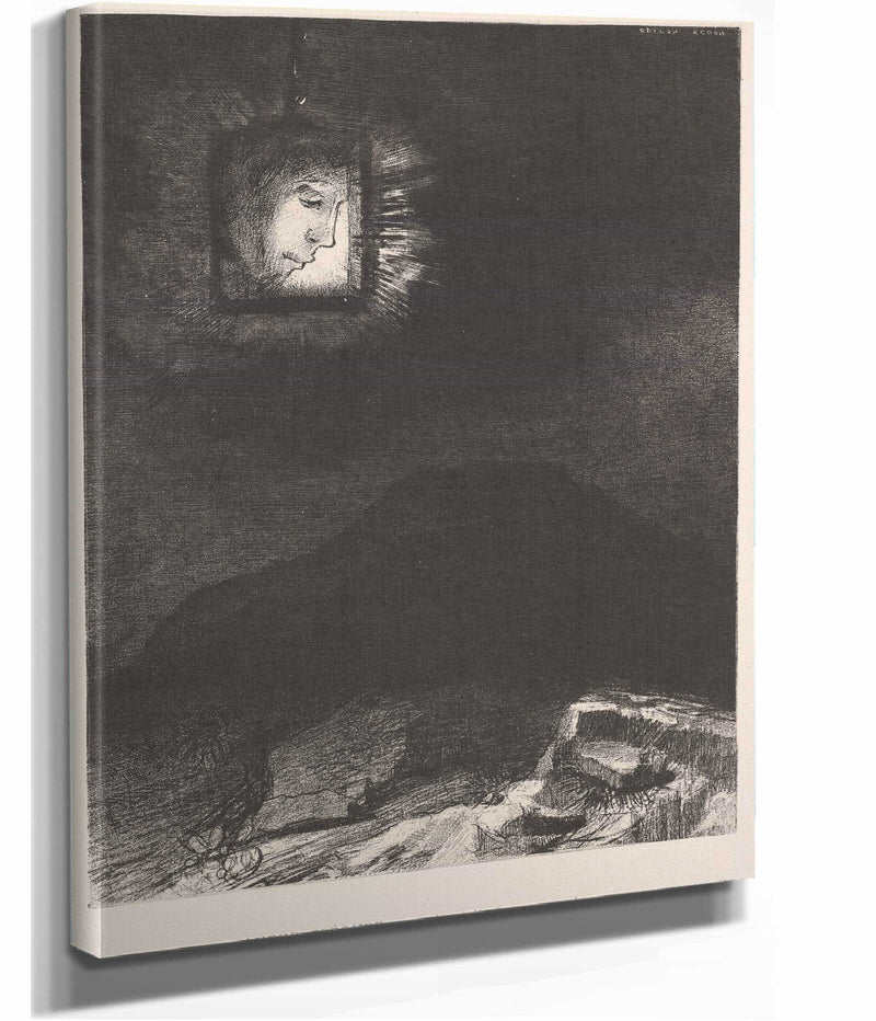 The Vague Glimmer Of A Head Suspended In Space by Odilon Redon
