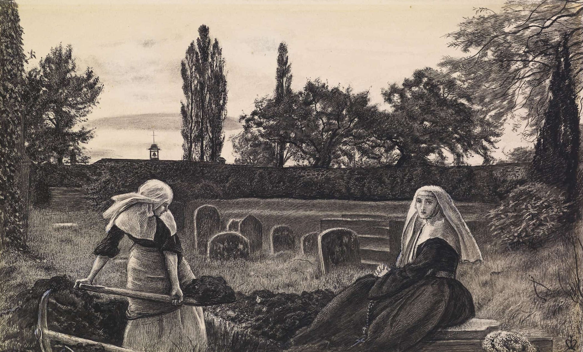 The Vale Of Rest Finished Study by Sir John Everett Millais