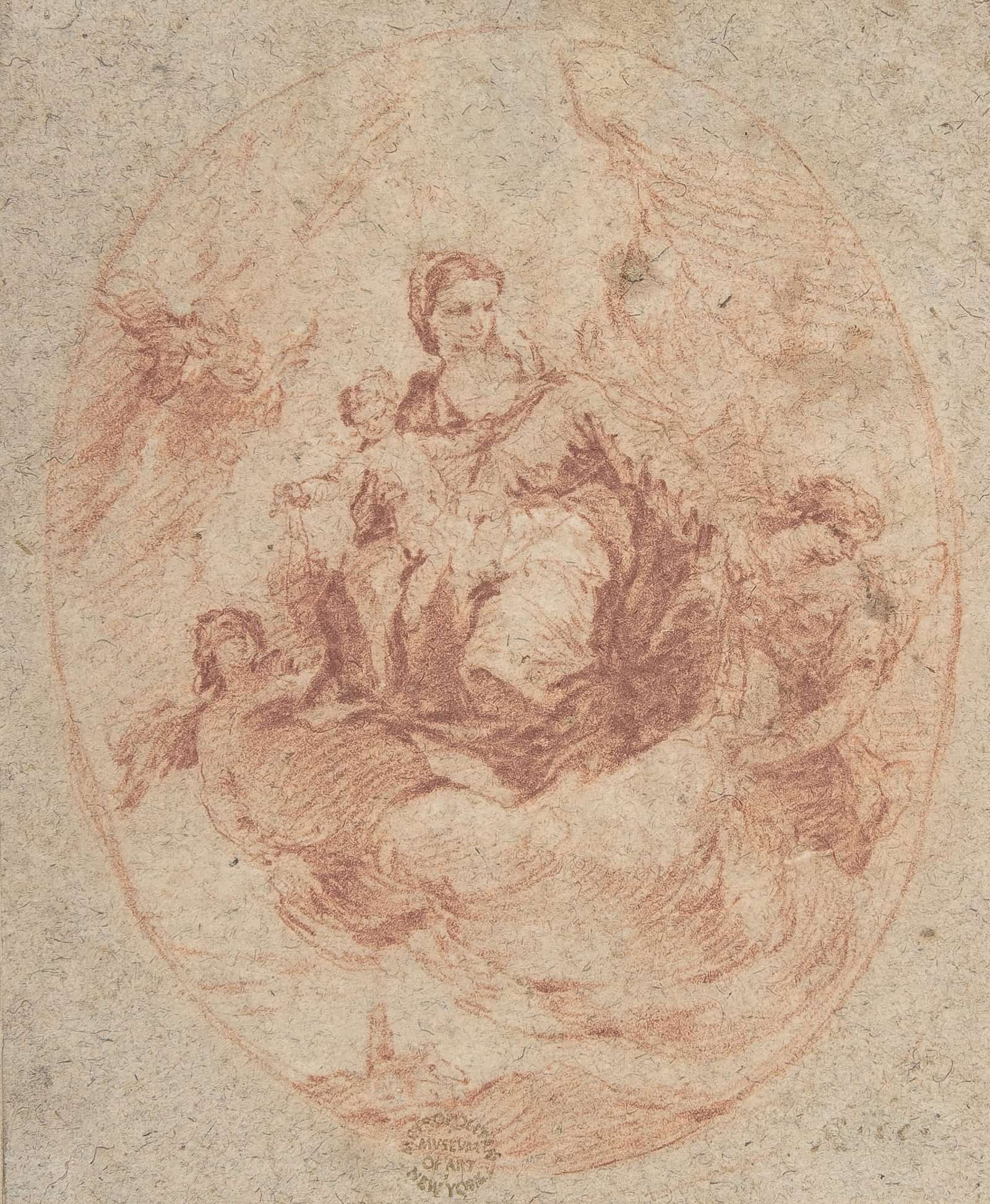The Virgin And Child Holding Scapulars   by Francesco Guardi