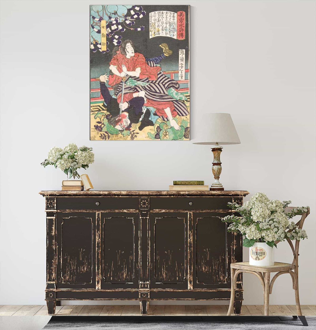 The Woman Kansuke Slaying An Assailant With A Sword by Tsukioka Yoshitoshi