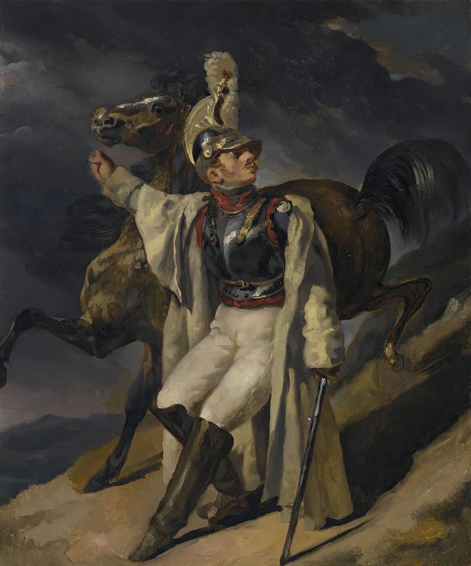 The Wounded Cuirassier Study Le Cuirassier Blesse Quittant Le Feu Esquisse by Theodore Gericault