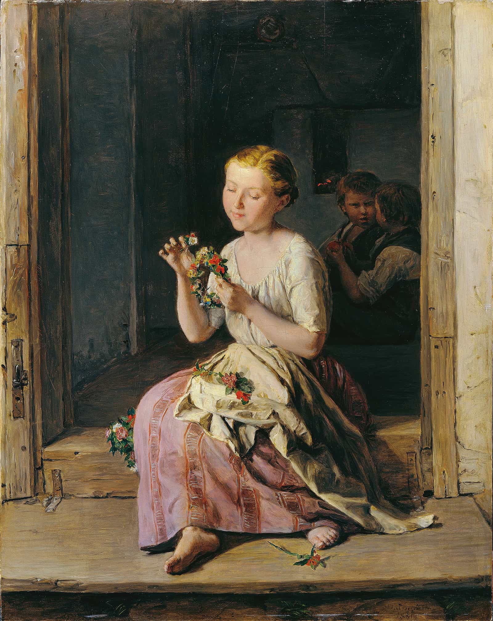 The Wreath Winder by Ferdinand Georg Waldmuller