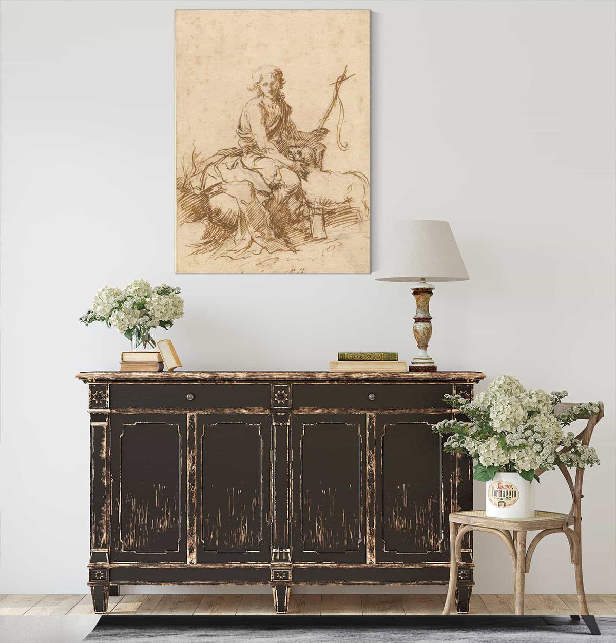 The Youthful Saint John The Baptist Seated In A Landscape by Bartolome Esteban Murillo