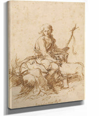 The Youthful Saint John The Baptist Seated In A Landscape by Bartolome Esteban Murillo