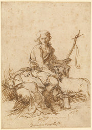 The Youthful Saint John The Baptist Seated In A Landscape by Bartolome Esteban Murillo