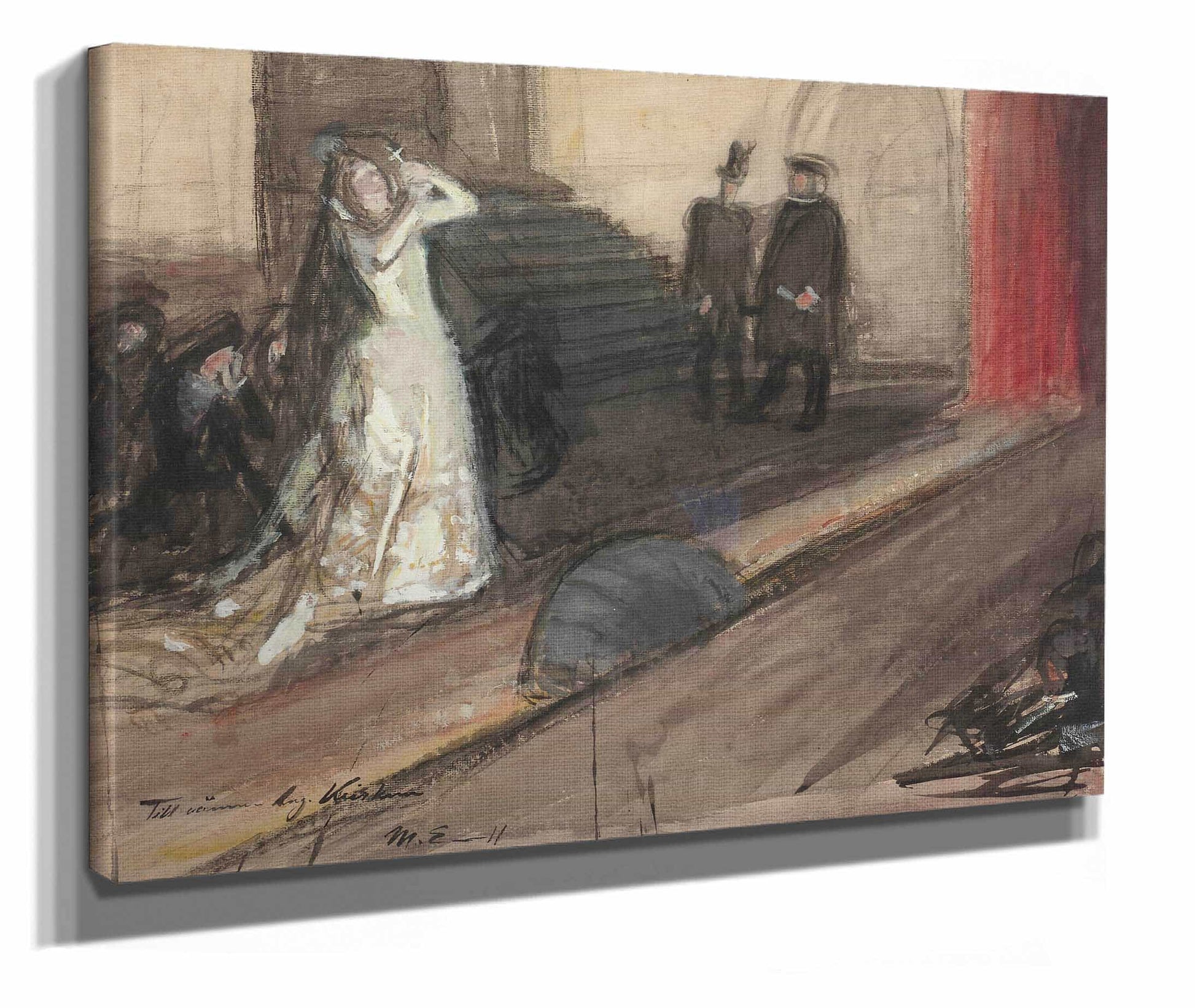 Theatre Scene Ida Aalberg As Maria Stuart by Magnus Enckell