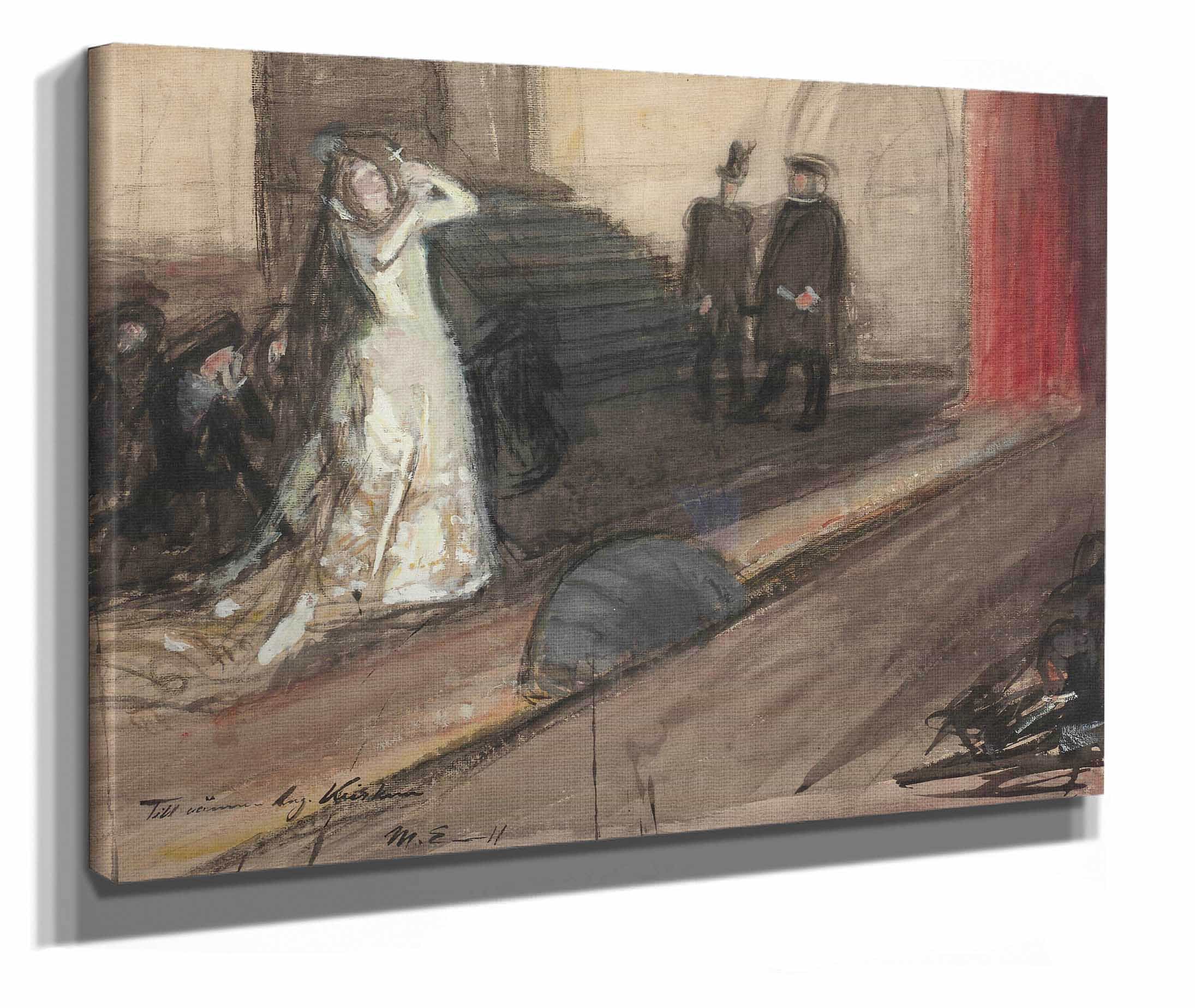 Theatre Scene Ida Aalberg As Maria Stuart by Magnus Enckell