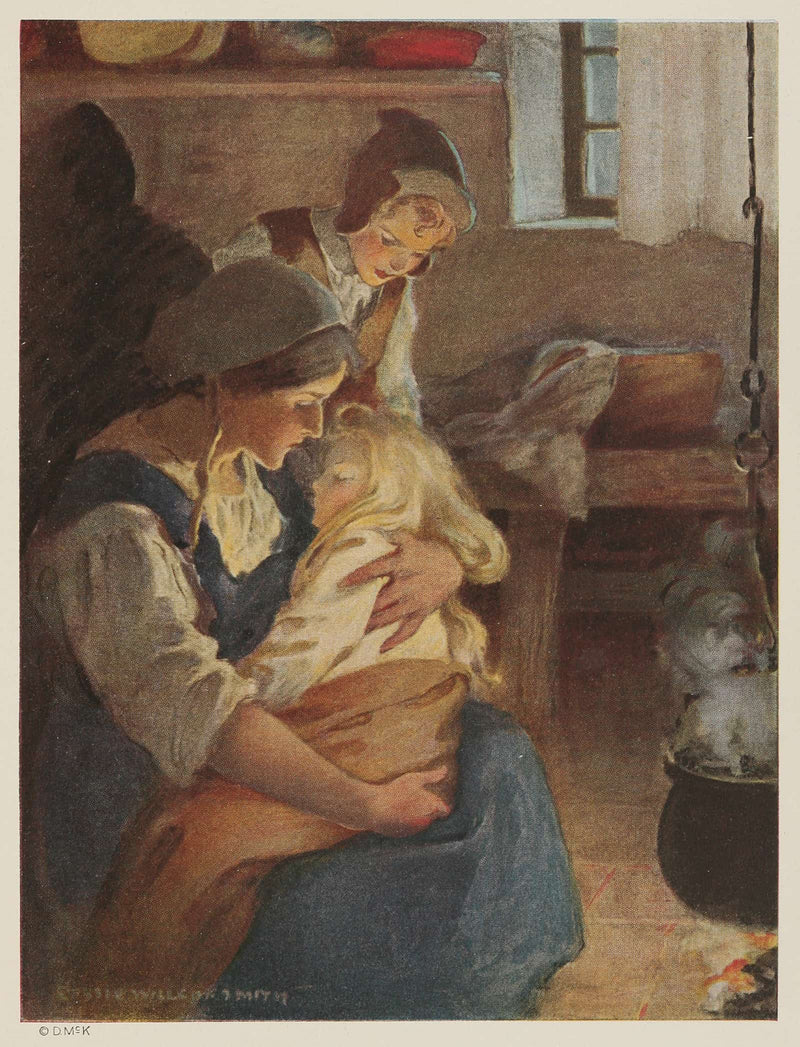 There Sat His Mother By The Fire And In Her Arms Lay The Prmcess Fast Asleep by Jessie Willcox Smith