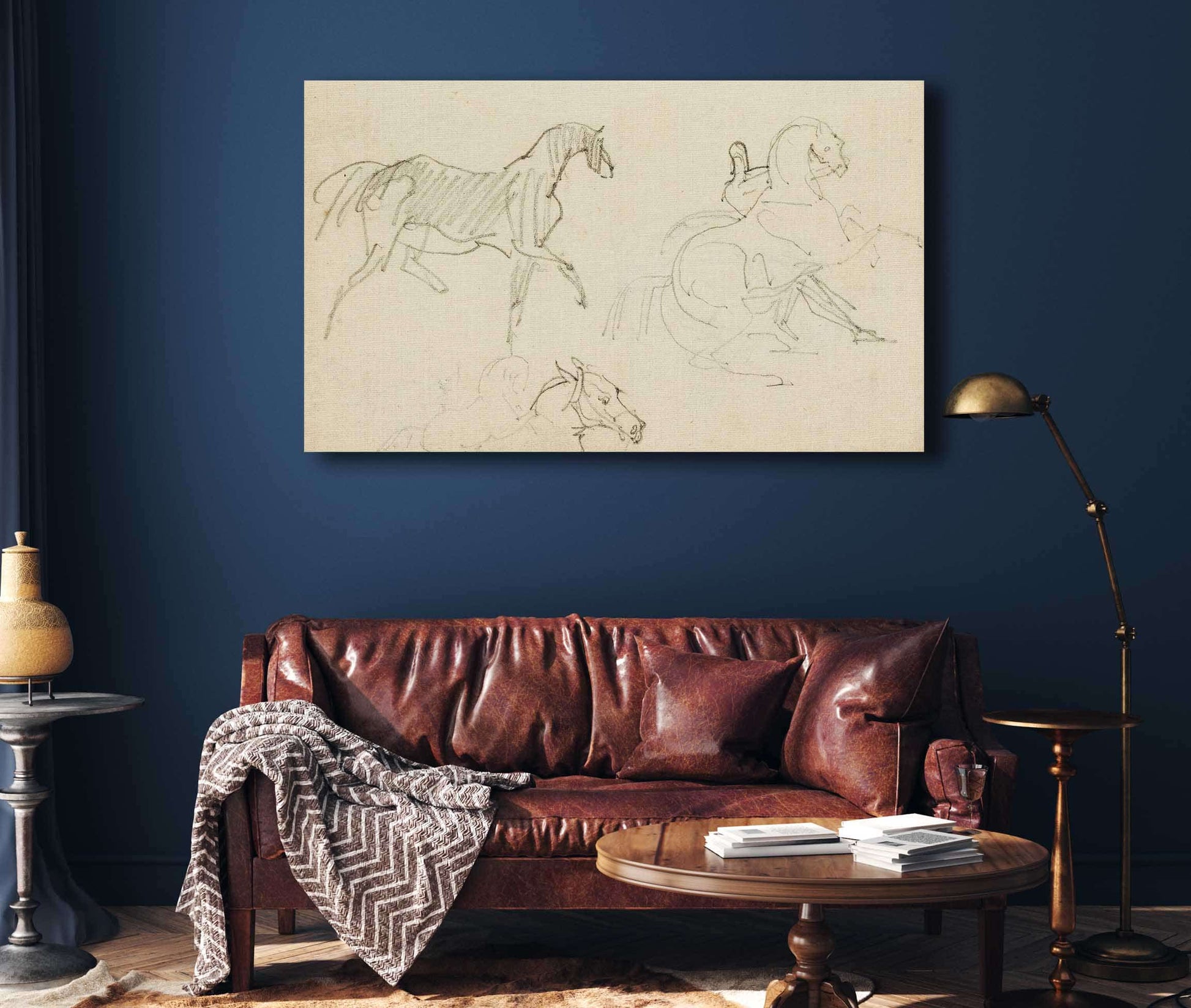 Three Horse Studies  by Theodore Gericault