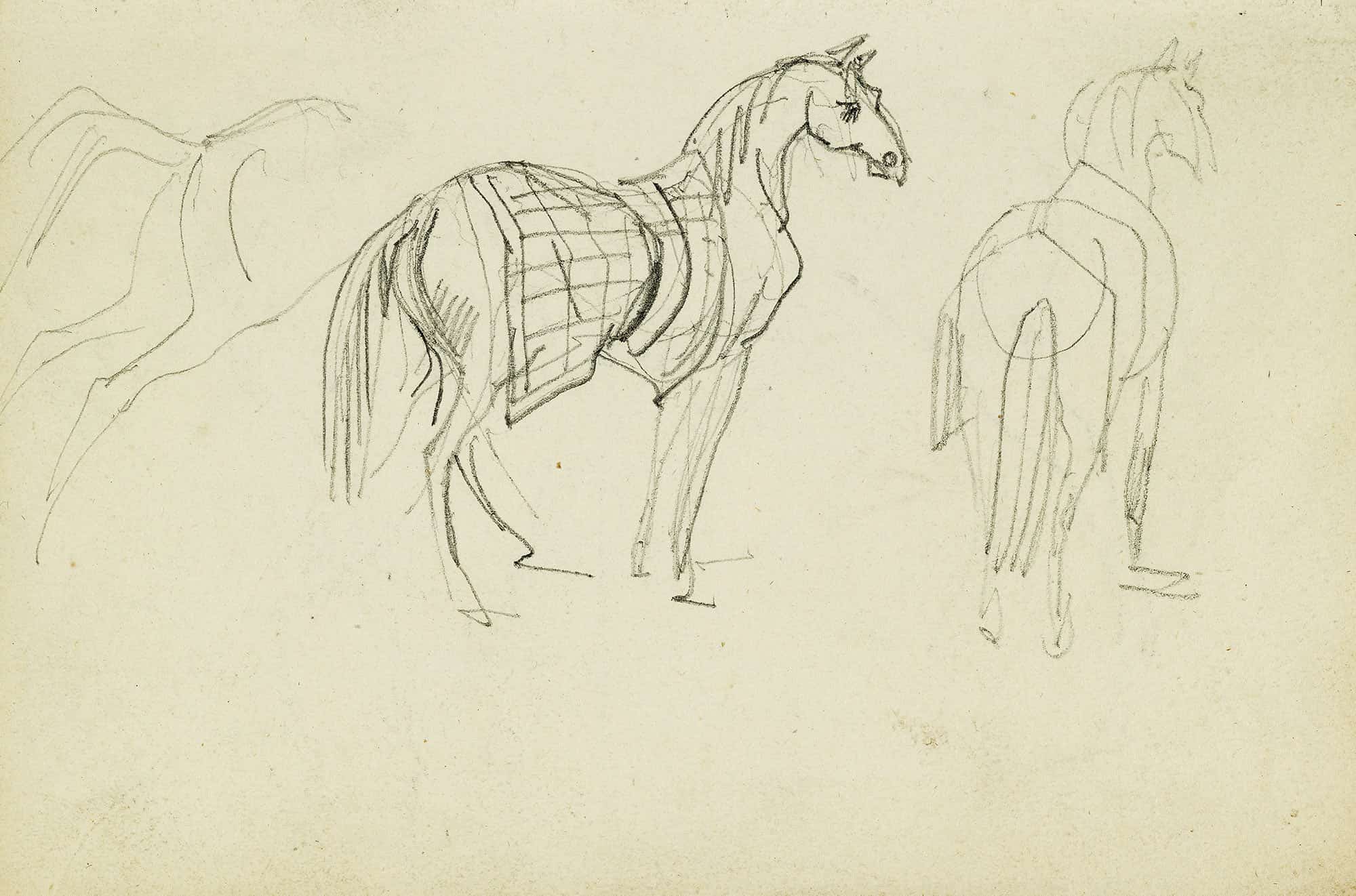 Three Horse Studies  by Theodore Gericault