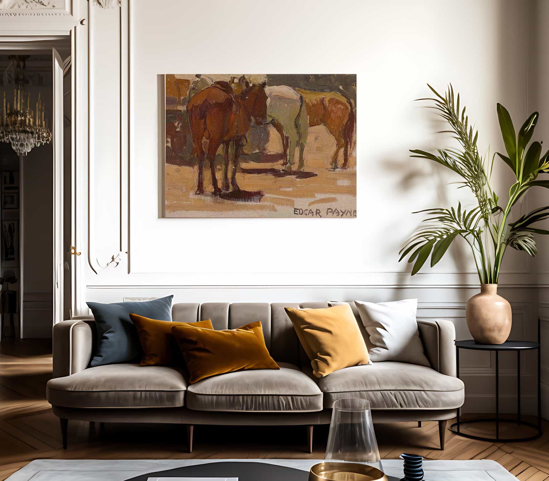 Three Horses By Edgar Payne Print, Canvas Art, Framed Print. – Truly Art