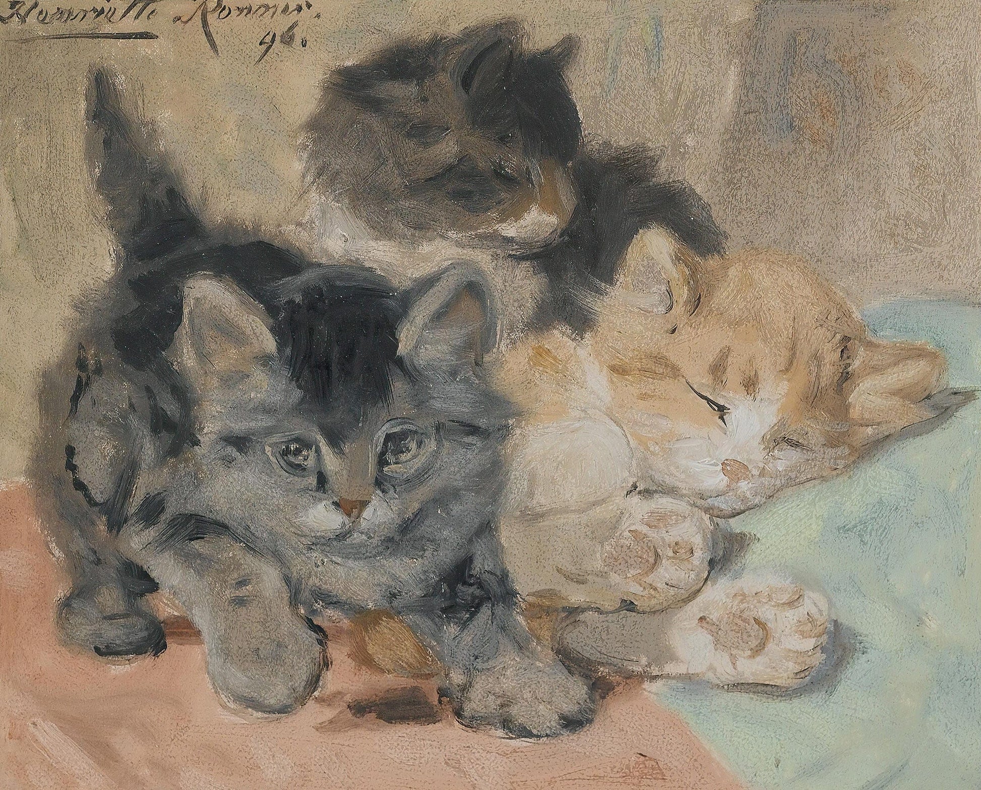 Three Kittens by Henriette Ronner Knip