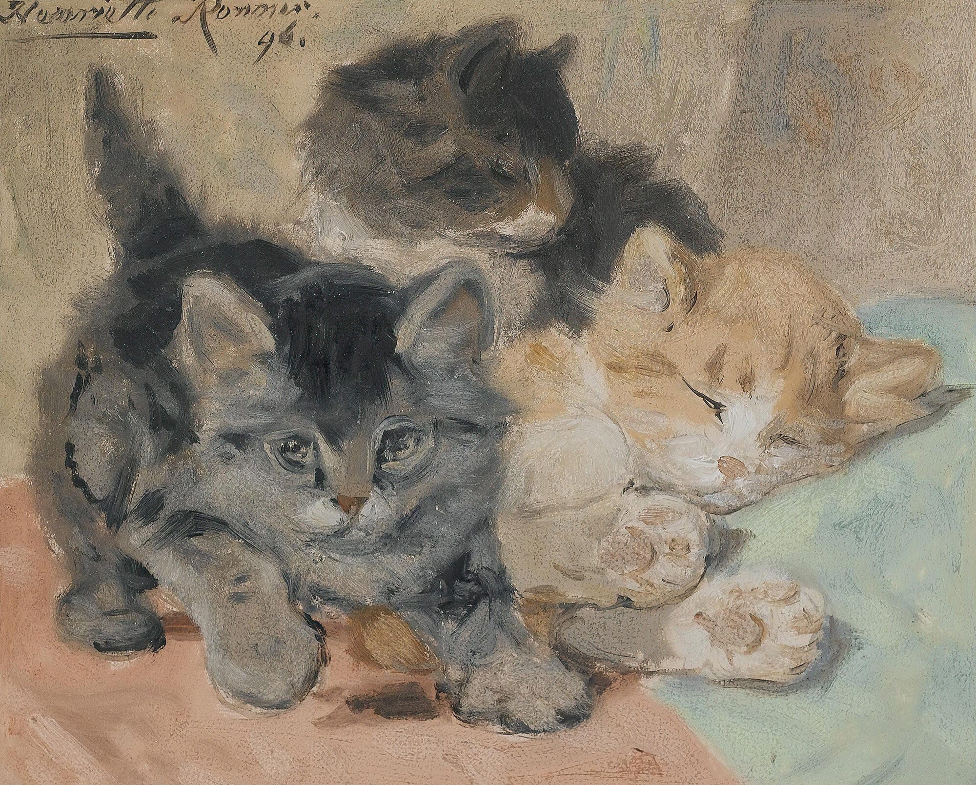 Three Kittens by Henriette Ronner Knip