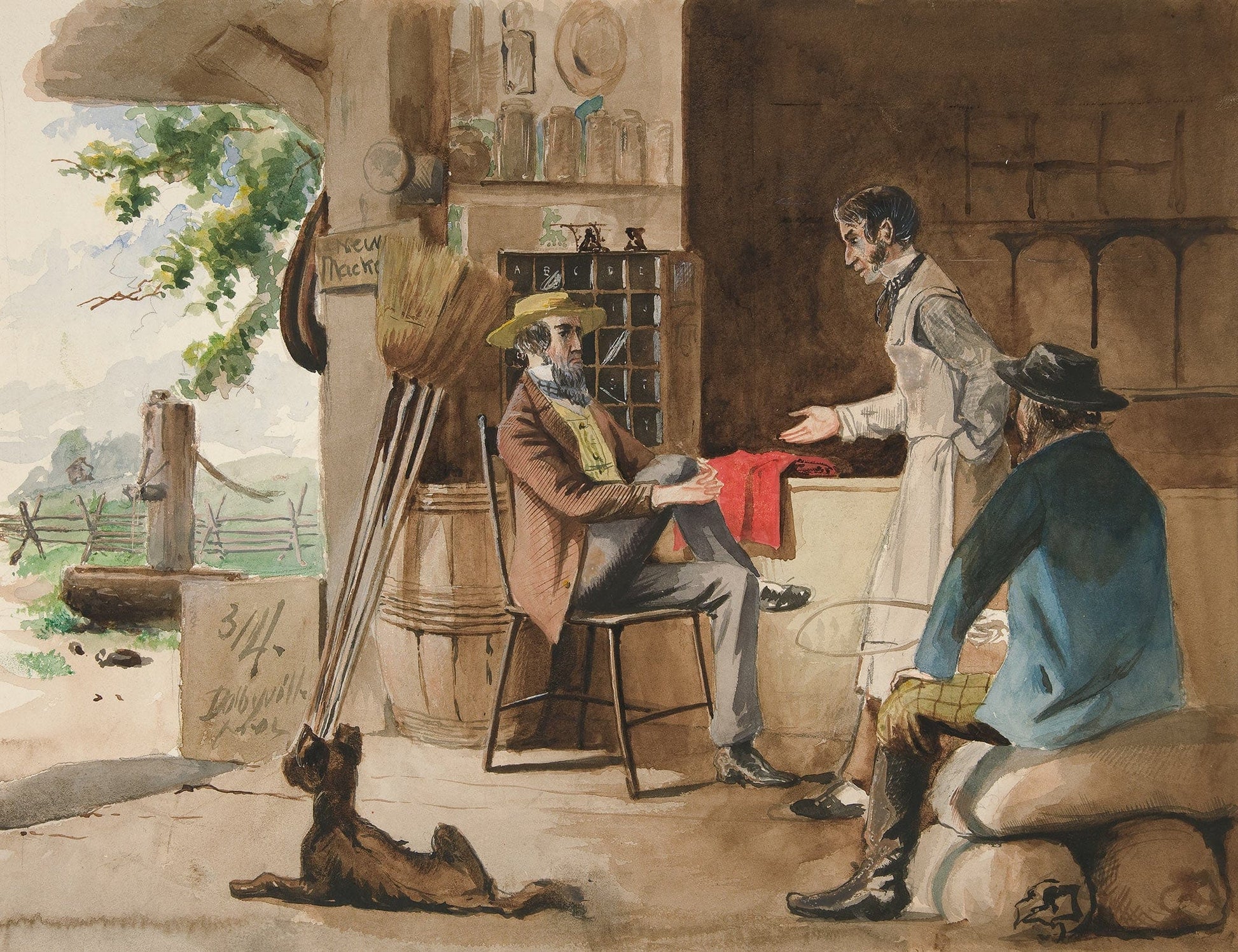 Three Men In A Dry Goods Store Country Store Dolbyville by Edwin Austin Abbey