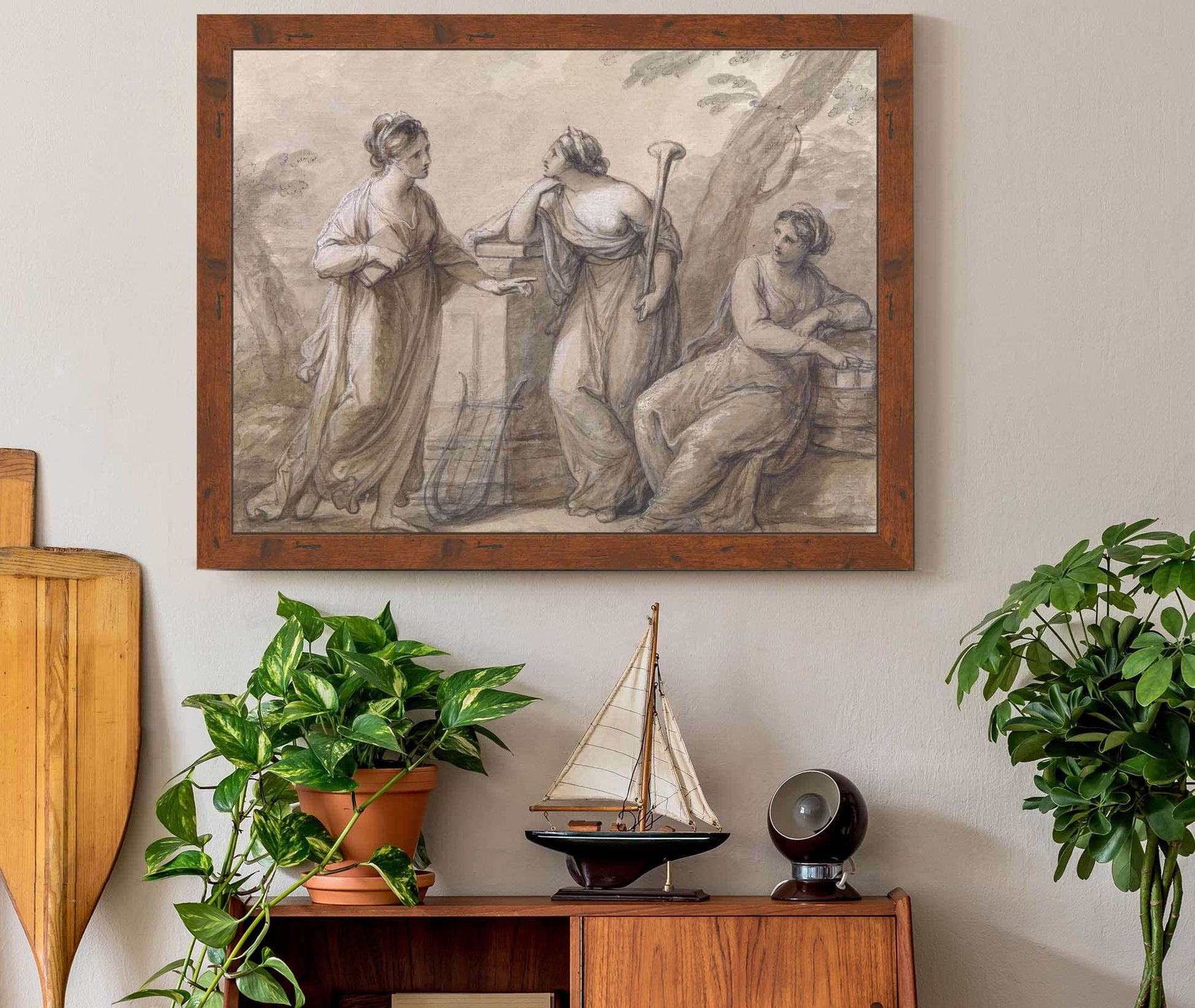 Three Muses In Conversation by Angelica Kauffmann