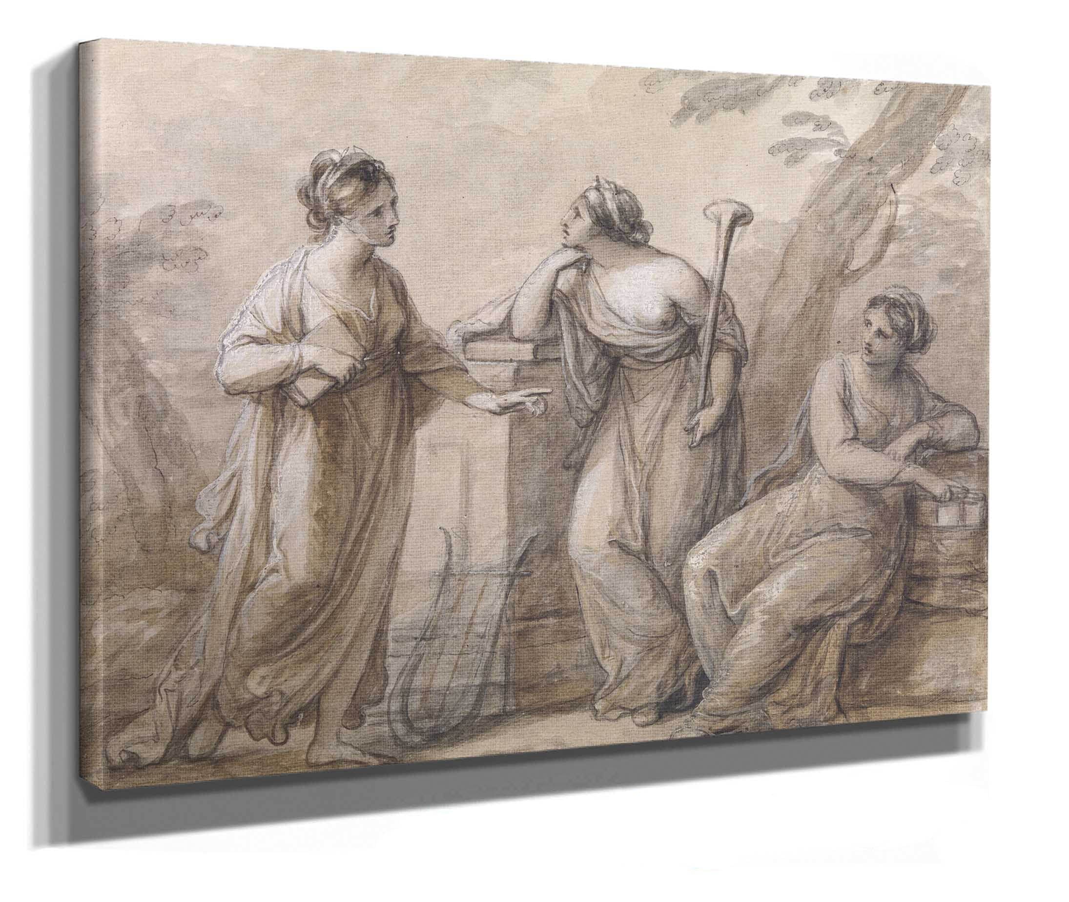 Three Muses In Conversation by Angelica Kauffmann