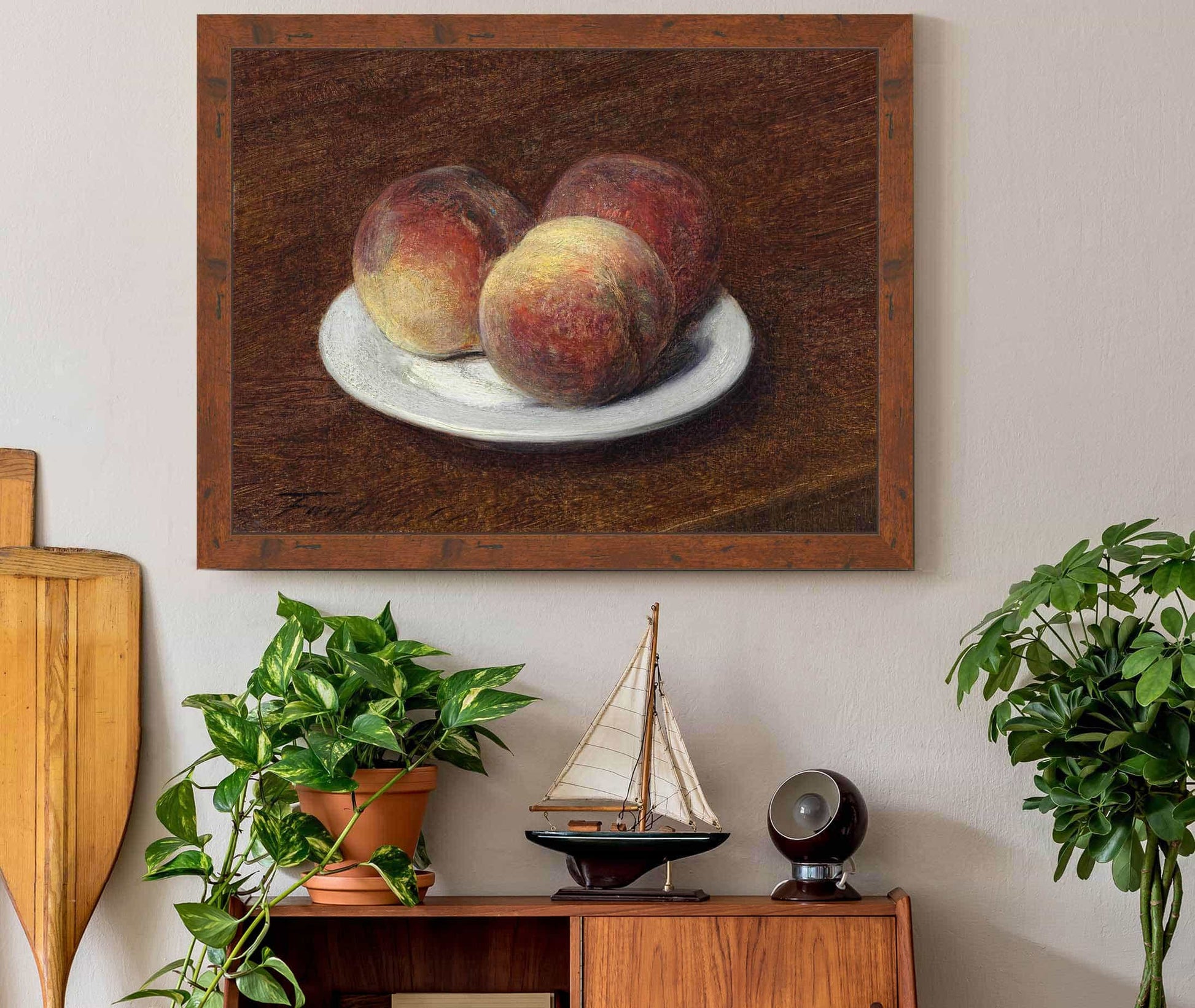 Three Peaches On A Plate by Henri Fantin Latour