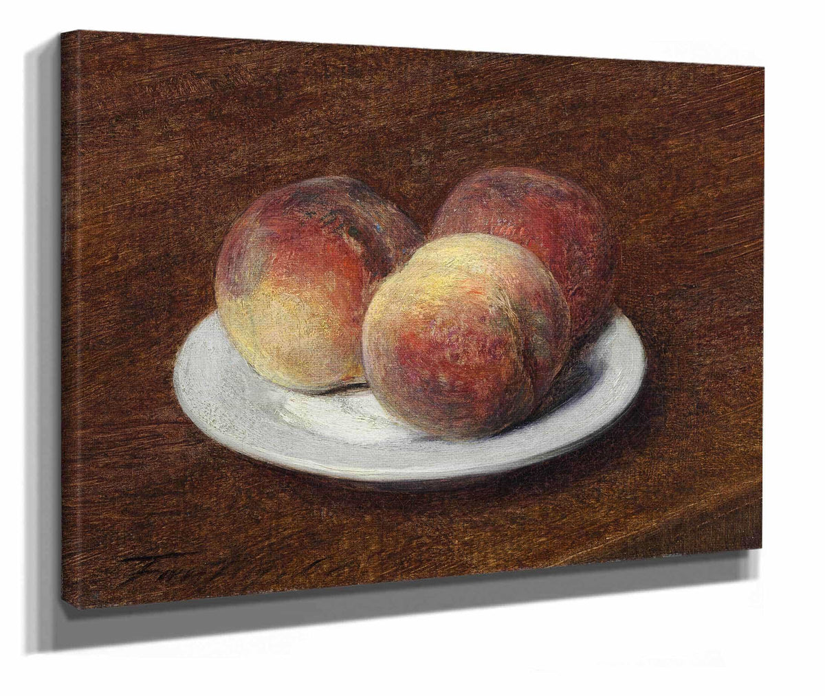 Three Peaches On A Plate by Henri Fantin Latour