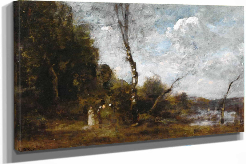 Three Peasant Women By A Wood by Jean Baptiste Camille Corot