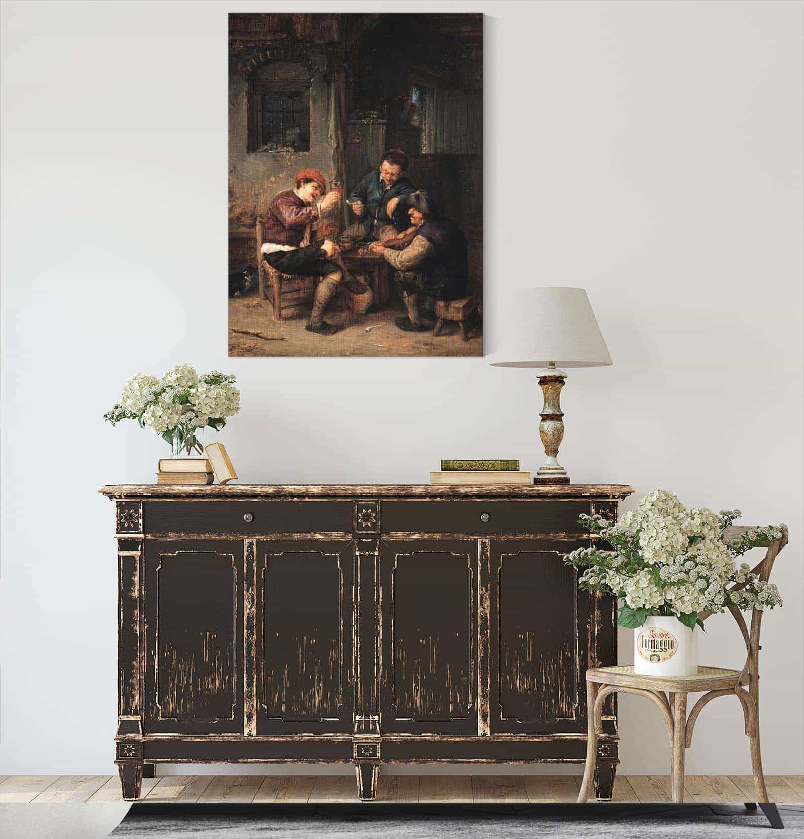 Three Peasants At An Inn by Adriaen Van Ostade