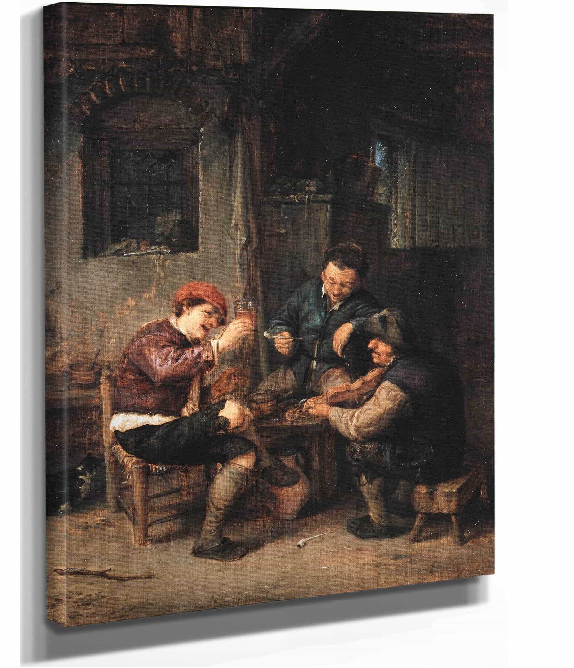 Three Peasants At An Inn by Adriaen Van Ostade