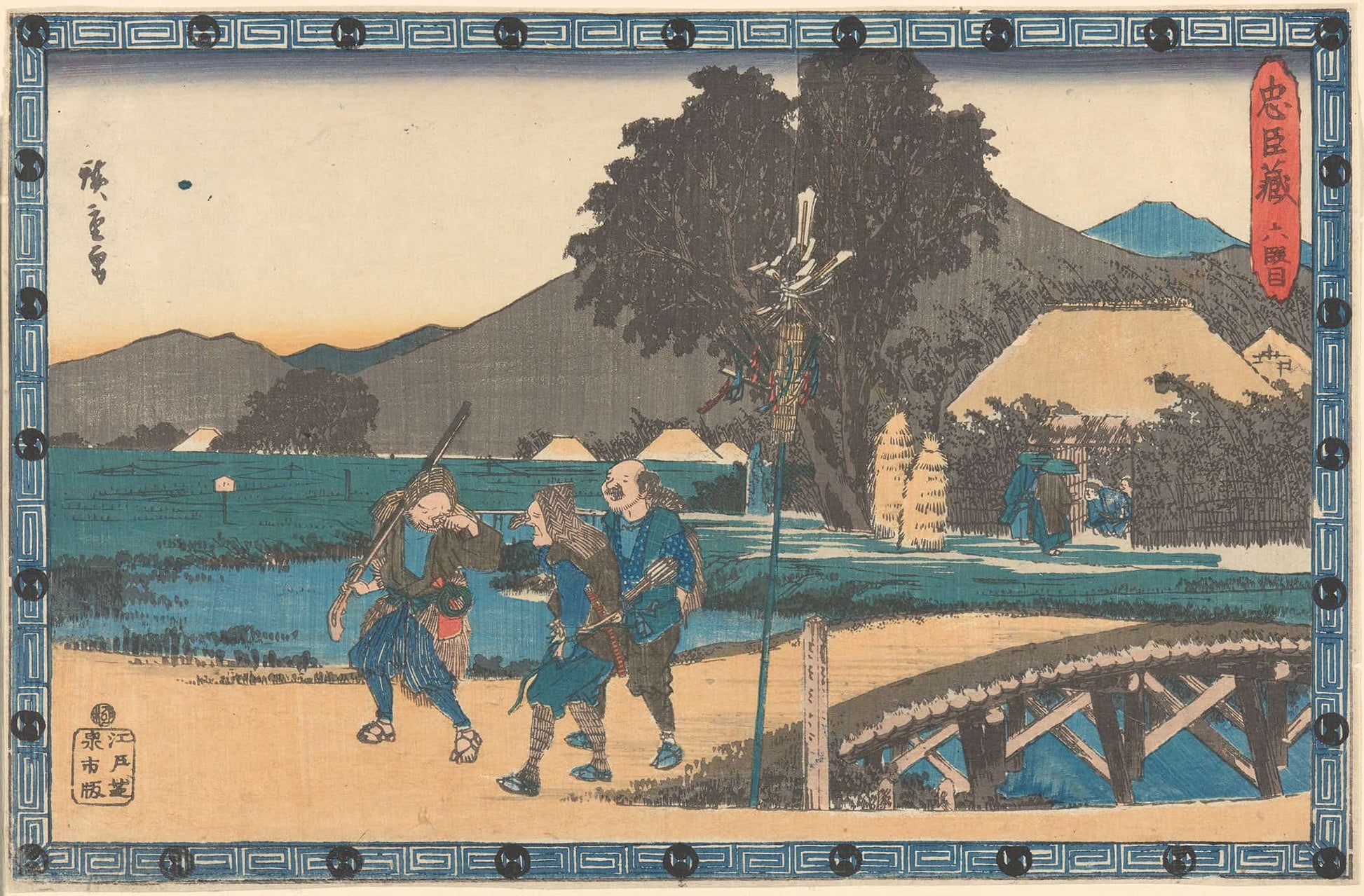 Three Ronin On Road by Ando Hiroshige