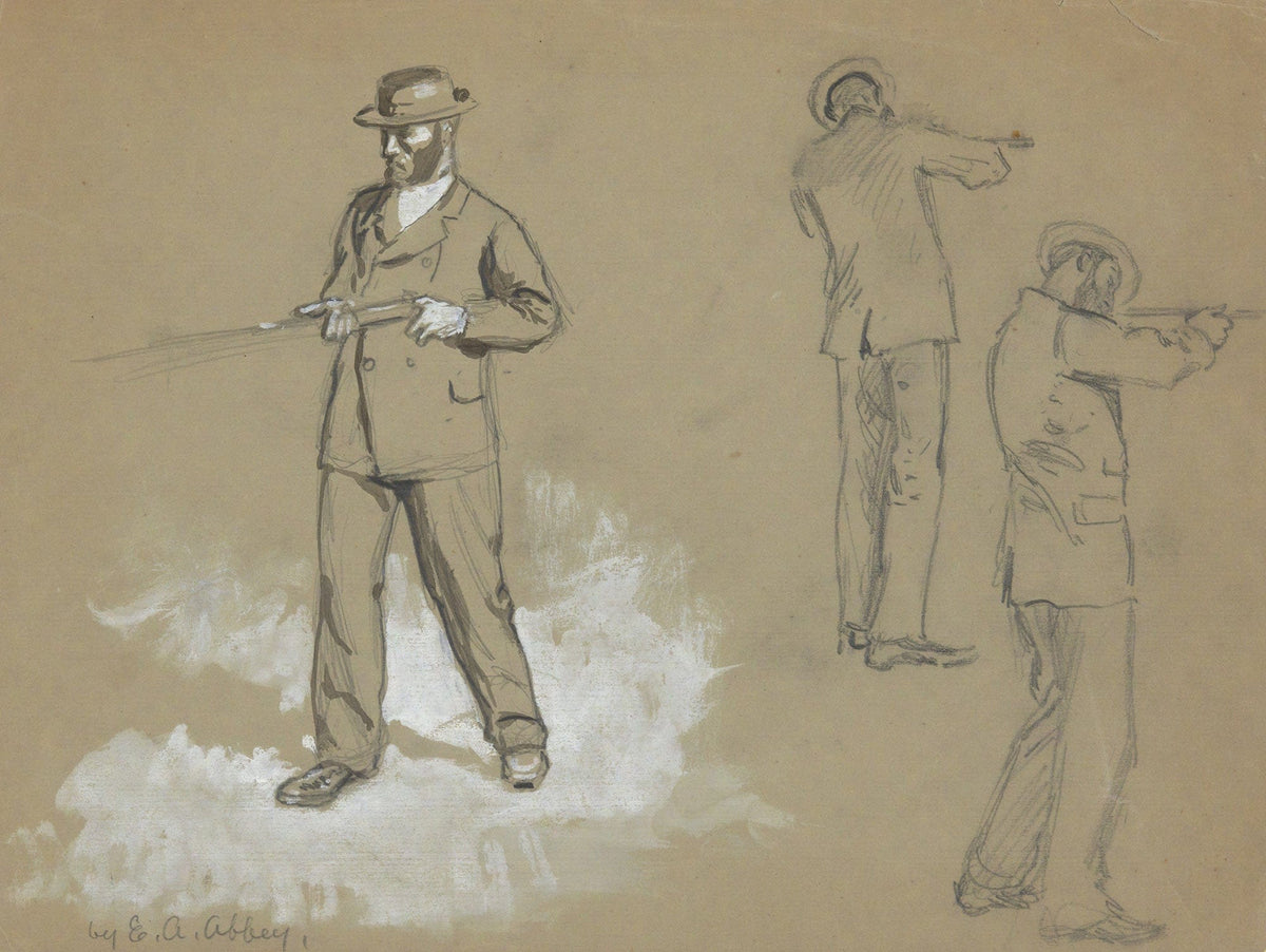 Three Sketches Of A Man With A Gun by Edwin Austin Abbey