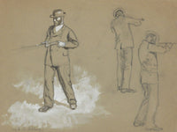 Three Sketches Of A Man With A Gun by Edwin Austin Abbey